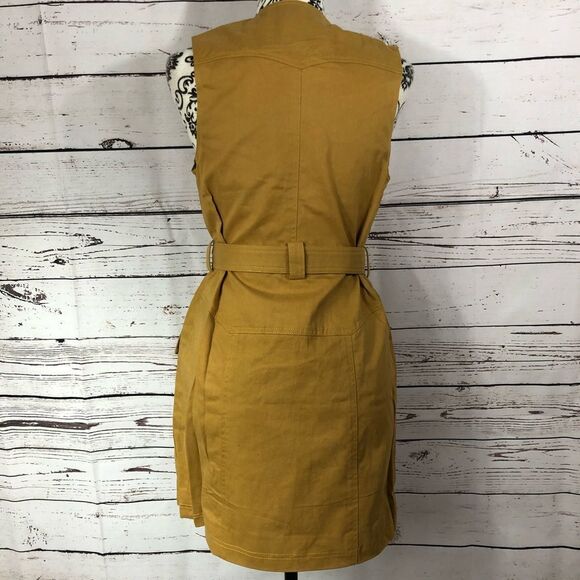 Revolve Stevie May Alto Cotton Twill Belted Zip Up Mini Dress Mustard Yellow - Picture 6 of 11